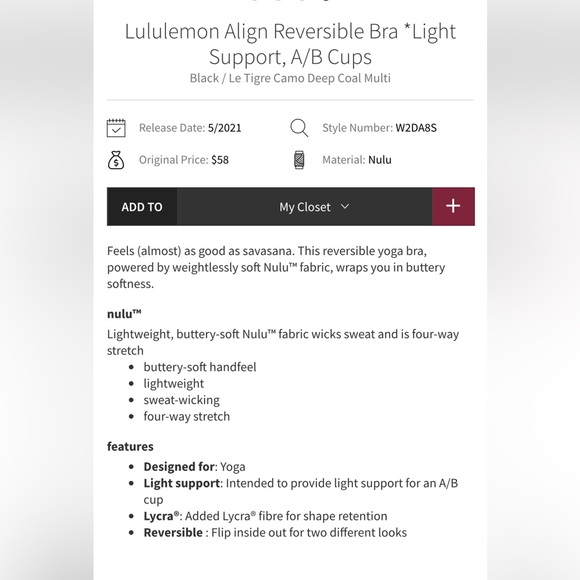 Lululemon Align Reversible Bra size 8 - Picture 12 of 12